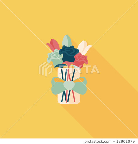 Valentine's Day flower flat icon with long shadow,eps10 12901079