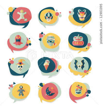 Halloween bubble speech banner design flat background set, eps10 Halloween bubble speech banner design flat background set, eps10 12901095
