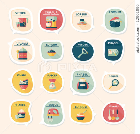 Kitchenware bubble speech flat banner design background set, eps Kitchenware bubble speech flat banner design background set, eps 12901096