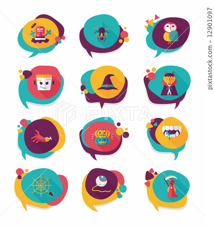 Halloween bubble speech banner design flat background set, eps10 Halloween bubble speech banner design flat background set, eps10 12901097