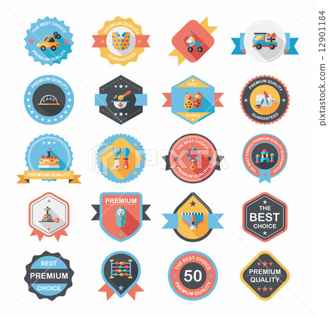 Baby badge banner design flat background set, eps10 12901184