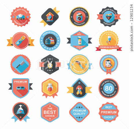 Pet badge flat banner design background set, eps10 12901234