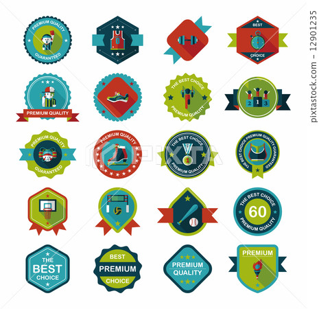 Sport badge flat banner design background set, eps10 12901235