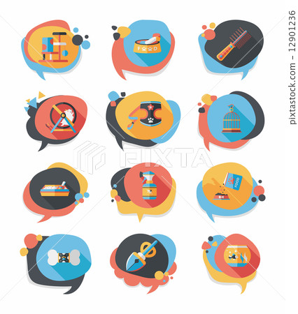 Pet bubble speech flat banner design background set, eps10 12901236
