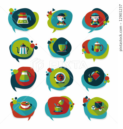 Coffee bubble speech flat banner design flat background set, eps 12901237