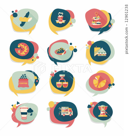 Coffee bubble speech flat banner design flat background set, eps 12901238