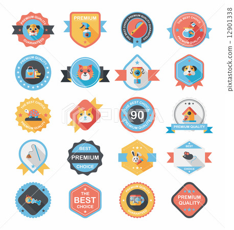 Pet badge flat banner design background set, eps10 Pet badge flat banner design background set, eps10 12901338