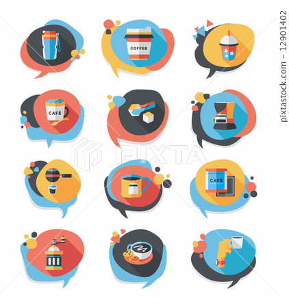 Coffee bubble speech flat banner design flat background set, eps 12901402