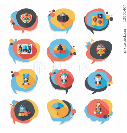 Chinese New Year bubble speech flat banner design flat backgroun Chinese New Year bubble speech flat banner design flat backgroun 12901404