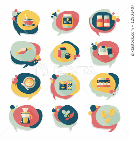 Coffee bubble speech flat banner design flat background set, eps 12901407