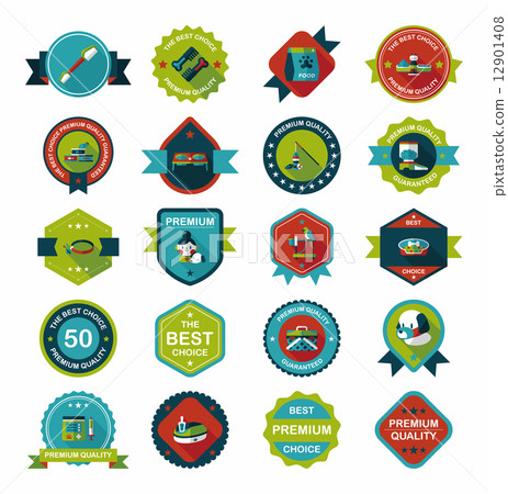 Pet badge flat banner design background set, eps10 12901408