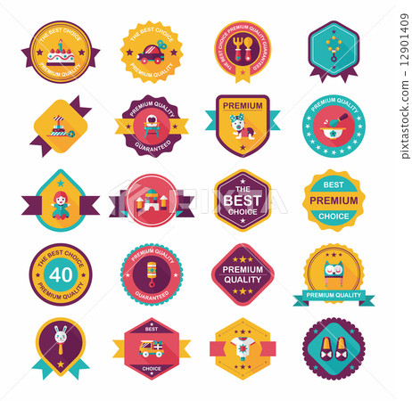Baby badge banner design flat background set, eps10 Baby badge banner design flat background set, eps10 12901409