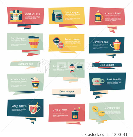 Coffee flat banner background set, eps10 12901411