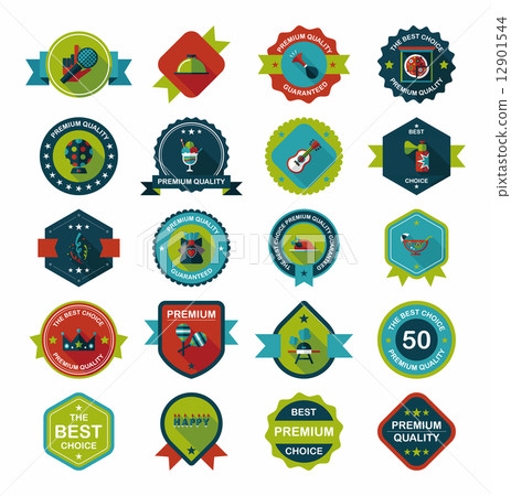 Birthday badge banner design flat background set, eps10 Birthday badge banner design flat background set, eps10 12901544