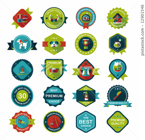Pet badge flat banner design background set, eps10 Pet badge flat banner design background set, eps10 12901546