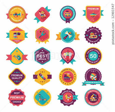 Toy badge banner design flat background set, eps10 Toy badge banner design flat background set, eps10 12901547