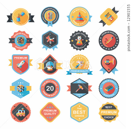 Toy badge banner design flat background set, eps10 Toy badge banner design flat background set, eps10 12901555