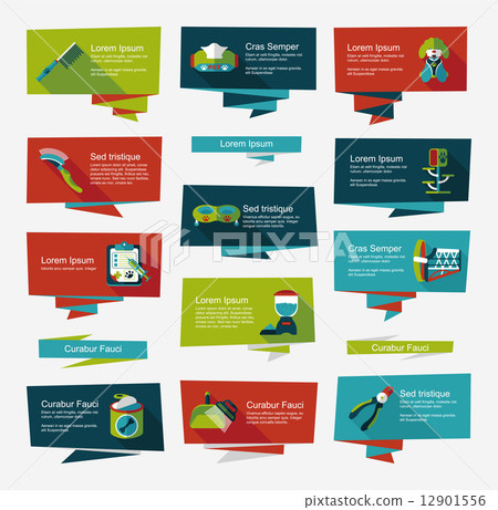 Pet flat banner design background set, eps10 Pet flat banner design background set, eps10 12901556