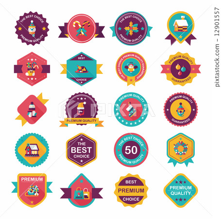 Christmas badge banner design flat background set, eps10 Christmas badge banner design flat background set, eps10 12901557