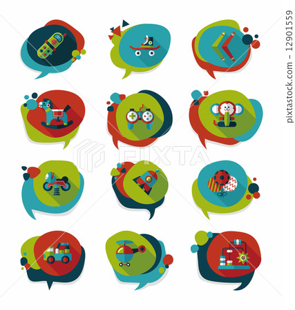 Toy speech bubble banner design flat background set, eps10 12901559