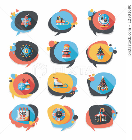 Christmas bubble speech banner design flat background set, eps10 Christmas bubble speech banner design flat background set, eps10 12901690