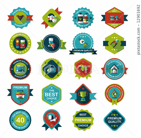 Pet badge flat banner design background set, eps10 12901692