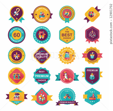 Christmas badge banner design flat background set, eps10 12901702