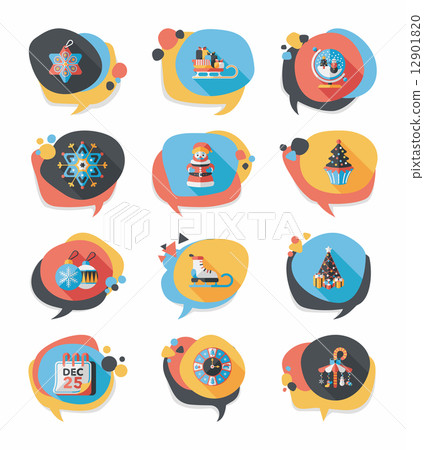 Christmas bubble speech banner design flat background set, eps10 12901820