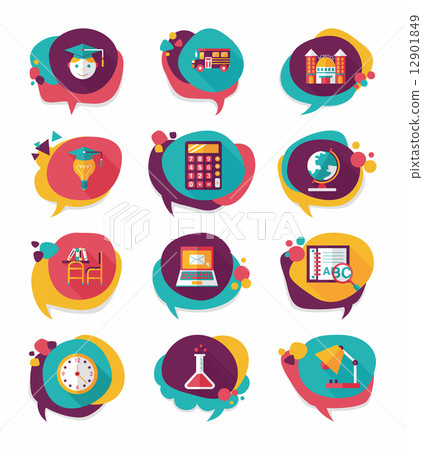 School bubble speech banner design flat background set, eps10 School bubble speech banner design flat background set, eps10 12901849