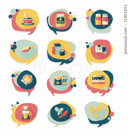 Coffee bubble speech flat banner design flat background set, eps Coffee bubble speech flat banner design flat background set, eps 12901851