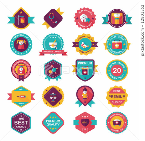 hospital badge banner design flat background set, eps10 12901852