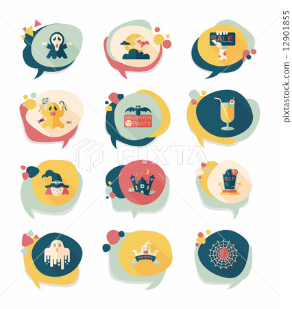 Halloween bubble speech banner design flat background set, eps10 12901855