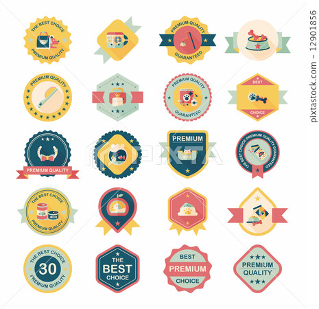 Pet badge flat banner design background set, eps10 Pet badge flat banner design background set, eps10 12901856