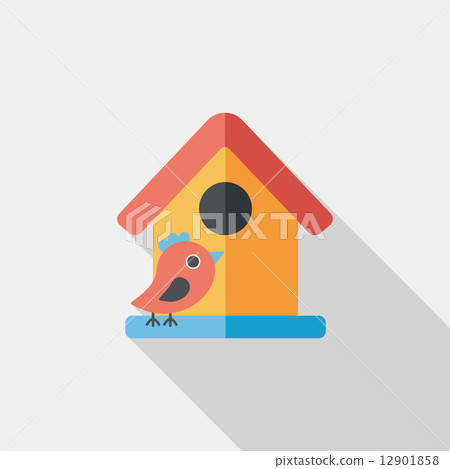 Pet bird house flat icon with long shadow,eps10 Pet bird house flat icon with long shadow,eps10 12901858