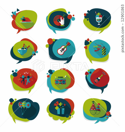 Birthday bubble speech banner design flat background set, eps10 Birthday bubble speech banner design flat background set, eps10 12901863