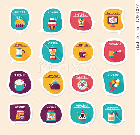 Coffee bubble speech flat banner design flat background set, eps Coffee bubble speech flat banner design flat background set, eps 12901877
