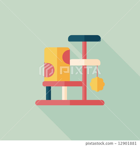 Pet cat tree flat icon with long shadow,eps10 - Stock Illustration ...