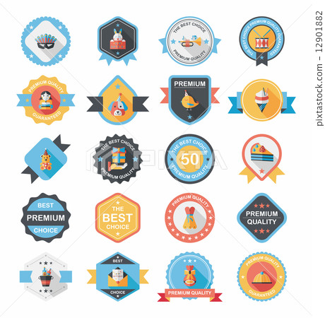 Birthday badge banner design flat background set, eps10 Birthday badge banner design flat background set, eps10 12901882