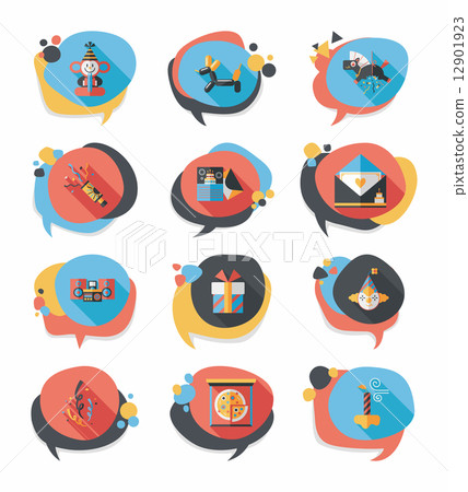 Birthday bubble speech banner design flat background set, eps10 Birthday bubble speech banner design flat background set, eps10 12901923