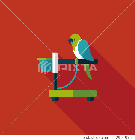 Pet parrot flat icon with long shadow, eps10 12901956