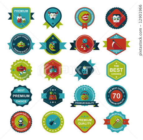Halloween badge banner design flat background set, eps10 Halloween badge banner design flat background set, eps10 12901966