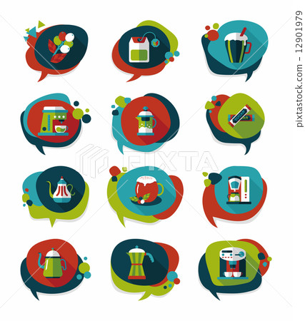 Coffee bubble speech flat banner design flat background set, eps Coffee bubble speech flat banner design flat background set, eps 12901979