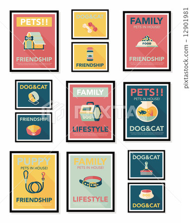 Pet poster flat banner design background set, eps10 Pet poster flat banner design background set, eps10 12901981