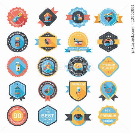 Pet badge flat banner design background set, eps10 Pet badge flat banner design background set, eps10 12902091