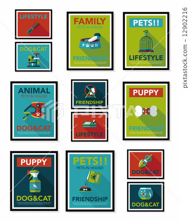 Pet poster flat banner design background set, eps10 Pet poster flat banner design background set, eps10 12902216