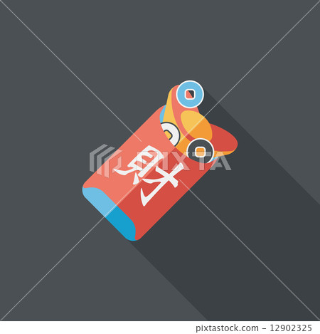 Chinese New Year red envelope flat icon with... - Stock Illustration ...