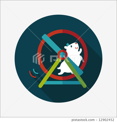 Pet mouse exercise wheel flat icon with long shadow,eps10 12902452