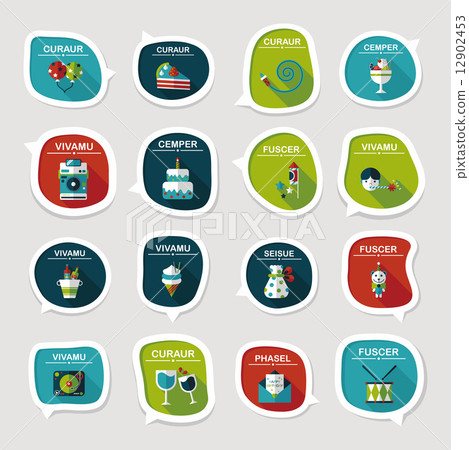 Birthday bubble speech banner design flat background set, eps10 12902453