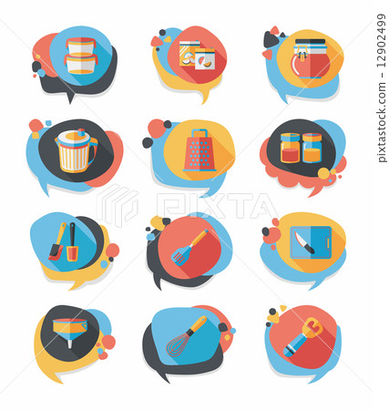 Kitchenware bubble speech flat banner design background set, eps Kitchenware bubble speech flat banner design background set, eps 12902499