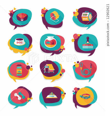 Pet bubble speech flat banner design background set, eps10 12902621